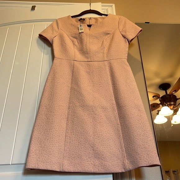 Talbots petites 4P beautiful textured cap sleeve shift dress fabulous baby pink - Picture 5 of 12